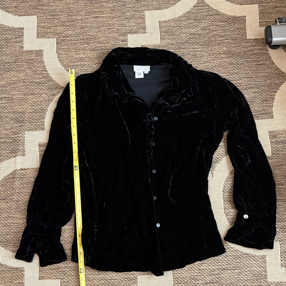Soft Surroundings Black Velvet Button-Up Blazer